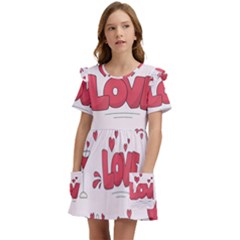 Hand Drawn Valentines Day Element Collection Kids  Frilly Sleeves Pocket Dress by Simbadda