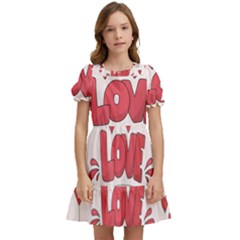 Hand Drawn Valentines Day Element Collection Kids  Puff Sleeved Dress by Simbadda