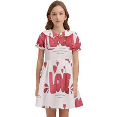 Hand Drawn Valentines Day Element Collection Kids  Bow Tie Puff Sleeve Dress by Simbadda