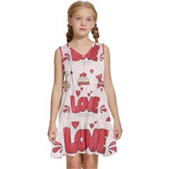 Hand Drawn Valentines Day Element Collection Kids  Sleeveless Tiered Mini Dress by Simbadda