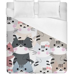 Cute Cat Couple Seamless Pattern Cartoon Duvet Cover (california King Size) by Simbadda