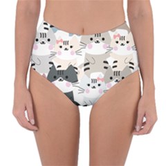 Cute Cat Couple Seamless Pattern Cartoon Reversible High-waist Bikini Bottoms by Simbadda