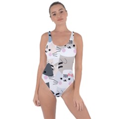 Cute Cat Couple Seamless Pattern Cartoon Bring Sexy Back Swimsuit by Simbadda