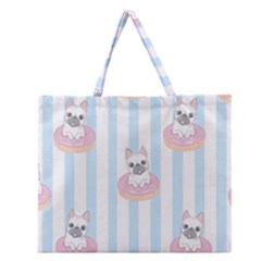 French-bulldog-dog-seamless-pattern Zipper Large Tote Bag by Simbadda