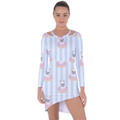 French-bulldog-dog-seamless-pattern Asymmetric Cut-out Shift Dress by Simbadda