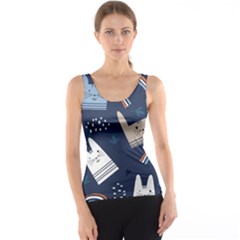 Colorful-cute-cats-seamless-pattern Women s Basic Tank Top by Simbadda