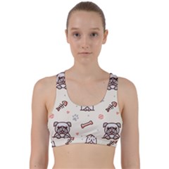 Pug-dog-cat-with-bone-fish-bones-paw-prints-ball-seamless-pattern-vector-background Back Weave Sports Bra