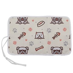 Pug-dog-cat-with-bone-fish-bones-paw-prints-ball-seamless-pattern-vector-background Pen Storage Case (s) by Simbadda