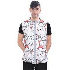 Cute-cat-chef-cooking-seamless-pattern-cartoon Men s Puffer Vest