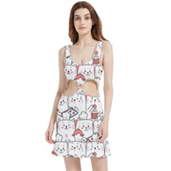 Cute-cat-chef-cooking-seamless-pattern-cartoon Velour Cutout Dress by Simbadda