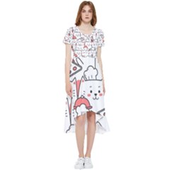 Cute-cat-chef-cooking-seamless-pattern-cartoon High Low Boho Dress by Simbadda