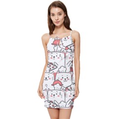 Cute-cat-chef-cooking-seamless-pattern-cartoon Summer Tie Front Dress by Simbadda