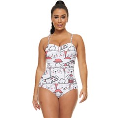 Cute-cat-chef-cooking-seamless-pattern-cartoon Retro Full Coverage Swimsuit by Simbadda