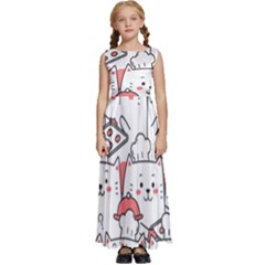 Cute-cat-chef-cooking-seamless-pattern-cartoon Kids  Satin Sleeveless Maxi Dress by Simbadda