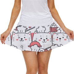 Cute-cat-chef-cooking-seamless-pattern-cartoon Women s Skort by Simbadda