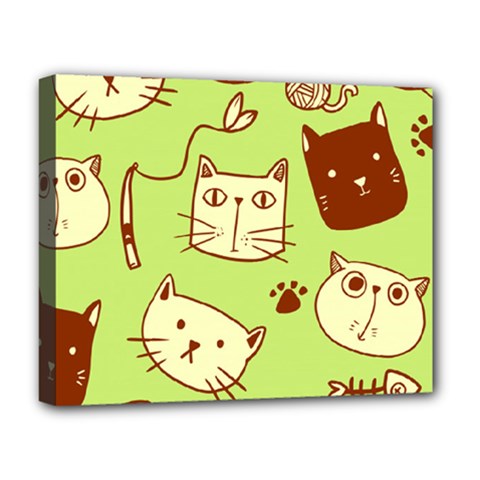 Cute-hand-drawn-cat-seamless-pattern Deluxe Canvas 20  X 16  (stretched) by Simbadda