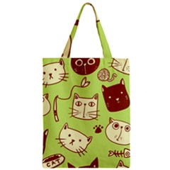 Cute-hand-drawn-cat-seamless-pattern Zipper Classic Tote Bag by Simbadda