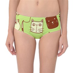 Cute-hand-drawn-cat-seamless-pattern Mid-waist Bikini Bottoms by Simbadda