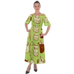 Cute-hand-drawn-cat-seamless-pattern Shoulder Straps Boho Maxi Dress  by Simbadda