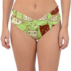 Cute-hand-drawn-cat-seamless-pattern Double Strap Halter Bikini Bottoms by Simbadda