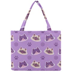 Cute-colorful-cat-kitten-with-paw-yarn-ball-seamless-pattern Mini Tote Bag by Simbadda