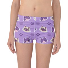 Cute-colorful-cat-kitten-with-paw-yarn-ball-seamless-pattern Reversible Boyleg Bikini Bottoms by Simbadda