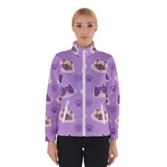 Cute-colorful-cat-kitten-with-paw-yarn-ball-seamless-pattern Women s Bomber Jacket