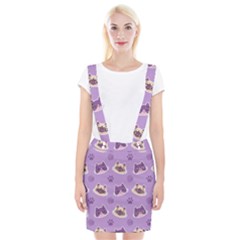 Cute-colorful-cat-kitten-with-paw-yarn-ball-seamless-pattern Braces Suspender Skirt by Simbadda