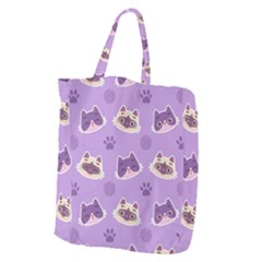 Cute-colorful-cat-kitten-with-paw-yarn-ball-seamless-pattern Giant Grocery Tote by Simbadda