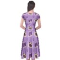 Cute-colorful-cat-kitten-with-paw-yarn-ball-seamless-pattern Cap Sleeve Wrap Front Dress View2