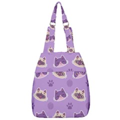 Cute-colorful-cat-kitten-with-paw-yarn-ball-seamless-pattern Center Zip Backpack