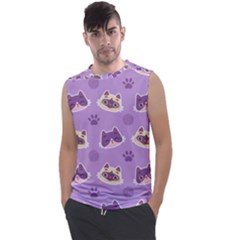 Cute-colorful-cat-kitten-with-paw-yarn-ball-seamless-pattern Men s Regular Tank Top by Simbadda