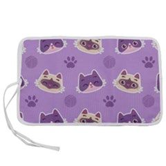 Cute-colorful-cat-kitten-with-paw-yarn-ball-seamless-pattern Pen Storage Case (s) by Simbadda