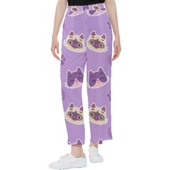 Cute-colorful-cat-kitten-with-paw-yarn-ball-seamless-pattern Women s Pants  by Simbadda