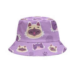 Cute-colorful-cat-kitten-with-paw-yarn-ball-seamless-pattern Inside Out Bucket Hat by Simbadda