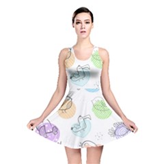 Cartoon-bird-cute-doodle-bird Reversible Skater Dress by Simbadda