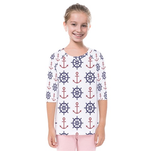 Nautical-seamless-pattern Kids  Quarter Sleeve Raglan Tee by Simbadda