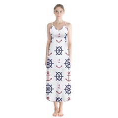 Nautical-seamless-pattern Button Up Chiffon Maxi Dress by Simbadda