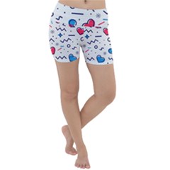 Hearts-seamless-pattern-memphis-style Lightweight Velour Yoga Shorts by Simbadda