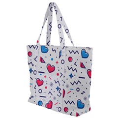 Hearts-seamless-pattern-memphis-style Zip Up Canvas Bag by Simbadda