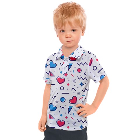 Hearts-seamless-pattern-memphis-style Kids  Polo Tee by Simbadda