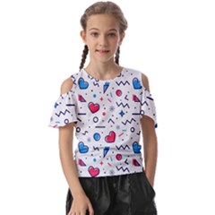 Hearts-seamless-pattern-memphis-style Kids  Butterfly Cutout Tee by Simbadda