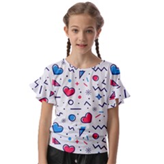 Hearts-seamless-pattern-memphis-style Kids  Cut Out Flutter Sleeves by Simbadda