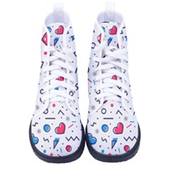 Hearts-seamless-pattern-memphis-style Men s High-top Canvas Sneakers