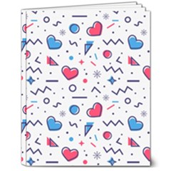 Hearts-seamless-pattern-memphis-style 8  X 10  Softcover Notebook