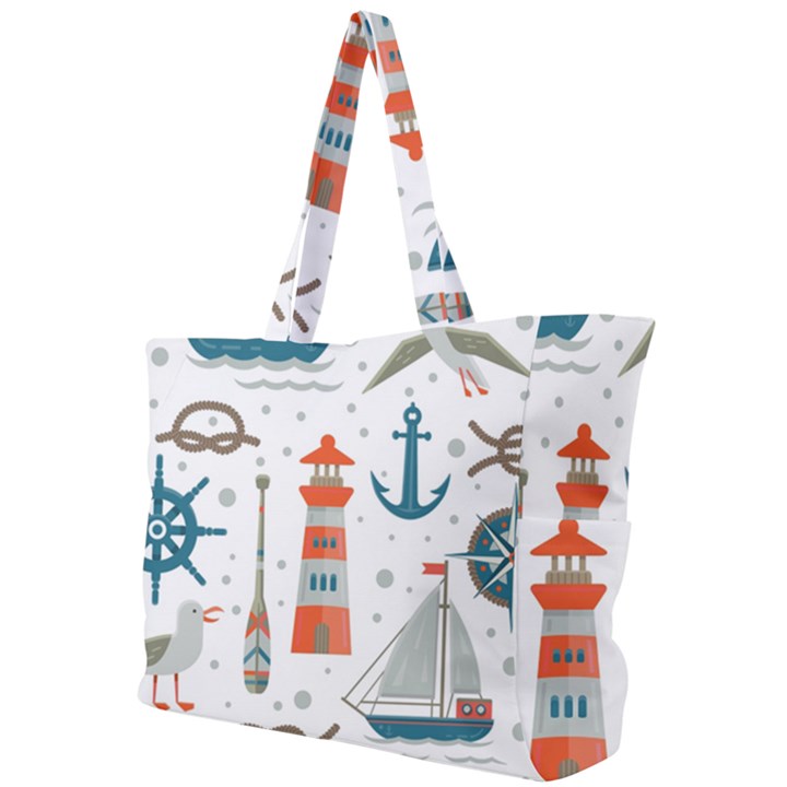 Nautical-elements-pattern-background Simple Shoulder Bag