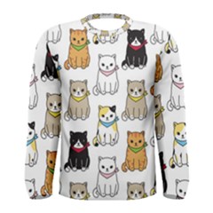 Cat-kitten-seamless-pattern Men s Long Sleeve Tee by Simbadda