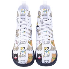 Cat-kitten-seamless-pattern Men s High-top Canvas Sneakers