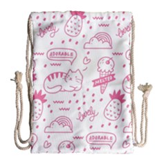 Cute-girly-seamless-pattern Drawstring Bag (large) by Simbadda