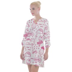 Cute-girly-seamless-pattern Open Neck Shift Dress by Simbadda